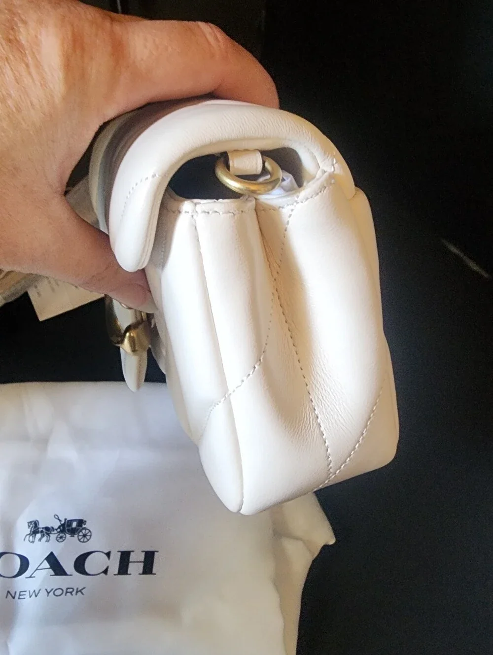 NWT Coach Quilted Tabby 19 In Chalk (Missing Chain Strap)